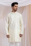 Buy_Smriti By Anju Agarwal_Off White Silk, Cotton Embroidery Knots Kurta With Pant _Online_at_Aza_Fashions