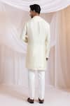 Shop_Smriti By Anju Agarwal_Off White Silk, Cotton Embroidery Leafline Knots Nehru Jacket Set _Online_at_Aza_Fashions