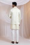 Shop_Smriti By Anju Agarwal_Off White Silk, Cotton Embroidery Leafline Knots Nehru Jacket Set _at_Aza_Fashions
