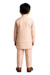 Shop_PAARSH_Pink Linen, Satin, Cotton Embroidery Mridul Geometric Pattern Nehru Jacket Set _at_Aza_Fashions