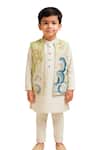 Buy_PAARSH_Mint Organza, Chanderi Embroidery Varunesh Nehru Jacket Set _at_Aza_Fashions