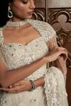 Shop_Istya_Gray Net Sequins, Beads Sweetheart Neck, Grey Embellished Saree Set With Cape _Online_at_Aza_Fashions