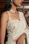 Shop_Istya_Gray Net Sequins, Embroidery Square Neck, Grey Embellished Saree Set With Jacket _Online_at_Aza_Fashions