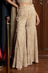 Shop_Istya_Beige Net Sequins, Beads, Embroidery Embellished Sharara Set _Online_at_Aza_Fashions