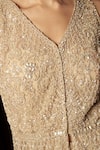 Buy_Istya_Beige Net Sequins, Embroidery V-neck Embellished Kurta Sharara Set 