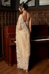 Shop_Istya_Beige Net Beads, Sequins, Embroidery Sweetheart Neck Saree With Blouse _at_Aza_Fashions