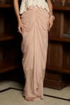 Buy_Istya_Cream Organza, Chinon Embroidery Round Neck Pink Top And Skirt Set _Online_at_Aza_Fashions