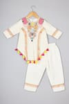 Buy_P & S CO_Off White Cotton Tassels Mirror Work Kurta And Pant Set _at_Aza_Fashions