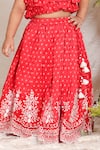 P & S CO_Red Chanderi Tassels Bandhej Pattern Top With Lehenga _Online_at_Aza_Fashions