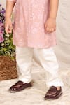 P & S CO_Pink Chanderi Floral Pattern Kurta With Pant _Online_at_Aza_Fashions