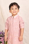 Shop_P & S CO_Pink Chanderi Floral Pattern Kurta With Pant _at_Aza_Fashions