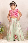 Buy_P & S CO_Pink Silk Embroidery Floral Blouse With Contrast Lehenga _at_Aza_Fashions