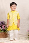 Buy_P & S CO_Yellow Tissue Embroidery Floral Bundi Kurta Set _at_Aza_Fashions