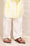 P & S CO_Green Silk Mirrors Work Kurta And Pant Set _Online_at_Aza_Fashions