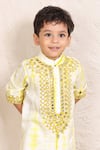 Shop_P & S CO_Green Silk Mirrors Work Kurta And Pant Set _at_Aza_Fashions