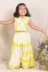 Buy_P & S CO_Lime Silk Mirrors Work Top And Pant Set _at_Aza_Fashions