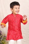 Shop_P & S CO_Red Chanderi Bandhej Pattern Kurta With Pyjama _at_Aza_Fashions