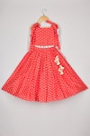 Buy_P & S CO_Red Chanderi Tassels Bandhej Printed Lehenga With Blouse _at_Aza_Fashions