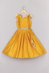 Buy_P & S CO_Yellow Chanderi Tassels Bandhej Pattern Blouse With Lehenga _at_Aza_Fashions