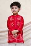 Shop_P & S CO_Red Chanderi Embroidery Kurta Set _at_Aza_Fashions