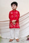 Buy_P & S CO_Red Chanderi Embroidery Kurta Set _at_Aza_Fashions
