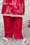 P & S CO_Red Chanderi Embroidery Kurta Set _Online_at_Aza_Fashions