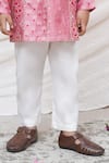 P & S CO_Pink Chanderi Gota Patti Printed Kurta Set _Online_at_Aza_Fashions
