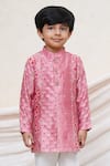 Shop_P & S CO_Pink Chanderi Gota Patti Printed Kurta Set _at_Aza_Fashions