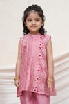 Shop_P & S CO_Pink Chanderi Gota Patti Printed Kurta Set _at_Aza_Fashions