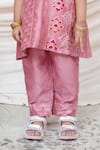 P & S CO_Pink Chanderi Gota Patti Printed Kurta Set _Online_at_Aza_Fashions