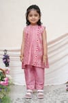 Buy_P & S CO_Pink Chanderi Gota Patti Printed Kurta Set _at_Aza_Fashions