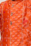 Shop_P & S CO_Orange Chanderi Gota Patti Printed Kurta Set _at_Aza_Fashions