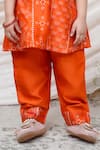 P & S CO_Orange Chanderi Gota Patti Printed Kurta Set _Online_at_Aza_Fashions