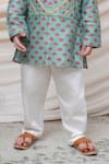 P & S CO_Mint Chanderi Gota Patti Printed Kurta Set _Online_at_Aza_Fashions