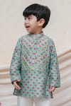 Shop_P & S CO_Mint Chanderi Gota Patti Printed Kurta Set _at_Aza_Fashions