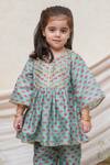 Shop_P & S CO_Mint Chanderi Gota Patti Floral Print Kurta With Pant _at_Aza_Fashions