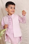 Shop_P & S CO_Lavender Silk, Cotton Cut Work Chevron Pattern Nehru Jacket Set _at_Aza_Fashions