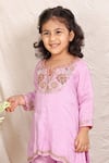 Shop_P & S CO_Lavender Silk Embroidery, Tassels Kurta And Sharara Set _at_Aza_Fashions