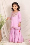 Buy_P & S CO_Lavender Silk Embroidery, Tassels Kurta And Sharara Set _at_Aza_Fashions