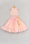 Buy_P & S CO_Pink Silk Beads, Tassels Chevron Top And Lehenga Set _at_Aza_Fashions