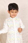 Shop_P & S CO_Off White Silk Cutdana Work Kurta Set _at_Aza_Fashions