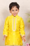 Shop_P & S CO_Yellow Chanderi Embroidery Thread Work Kurta Set _at_Aza_Fashions