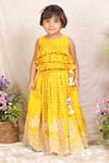 Buy_P & S CO_Yellow Chanderi Tassels Ruffled Top And Lehenga Set _at_Aza_Fashions