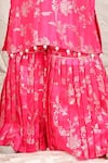 P & S CO_Pink Silk, Brocade Beads, Pearls, Lace Kurta With Sharara _Online_at_Aza_Fashions