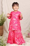 Buy_P & S CO_Pink Silk, Brocade Beads, Pearls, Lace Kurta With Sharara _at_Aza_Fashions