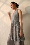 Buy_Ohh Crow_Gray Georgette Embroidery, Beads, Sequins Halter Neck Monsoon Mist Kurta Set 