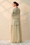 Shop_Ohh Crow_White Chanderi Silk Sequins V-neck Vanilla Embroidered Kurta Sharara Set _at_Aza_Fashions