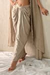 Ohh Crow_Rose Gold Tissue, Silk Sequins, Beads Open Neck, Embroidered Cape And Skirt Set _Online_at_Aza_Fashions