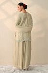Shop_Ohh Crow_Off White Chanderi Silk Sequins, Embroidery, Beads Round Neck Hand Kurta Set _at_Aza_Fashions