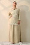 Buy_Ohh Crow_Off White Chanderi Silk Sequins, Embroidery, Beads Round Neck Hand Kurta Set _Online_at_Aza_Fashions
